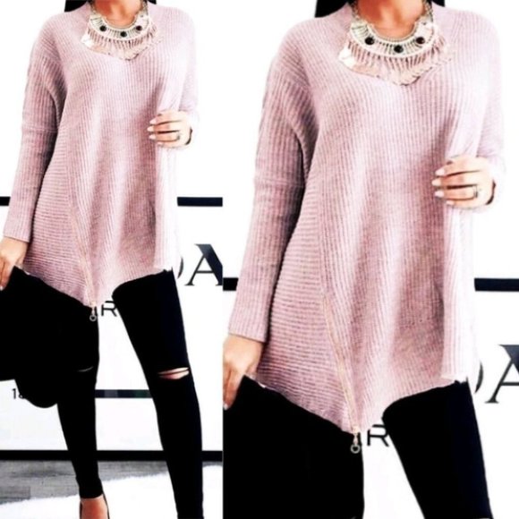 MODA ME COUTURE Sweaters - SOFIA GIRL Soft Pink Oversized Sweater